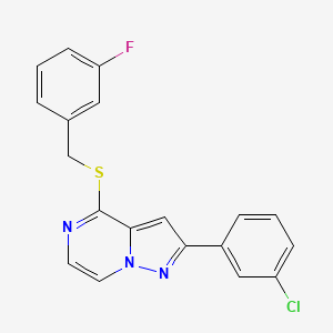 2-(3-Chlorophenyl)-4-[(3-fluorobenzyl)thio]pyrazolo[1,5-a]pyrazine