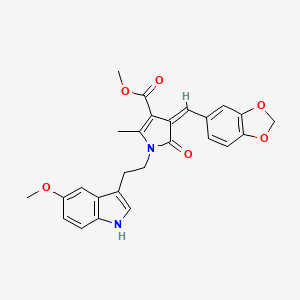 molecular formula C26H24N2O6 B2566783 methyl (4Z)-4-(1,3-benzodioxol-5-ylmethylidene)-1-[2-(5-methoxy-1H-indol-3-yl)ethyl]-2-methyl-5-oxopyrrole-3-carboxylate CAS No. 866135-62-8