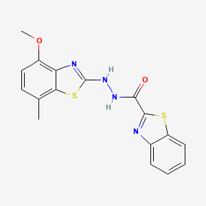 molecular formula C17H14N4O2S2 B2566820 N'-(4-methoxy-7-methyl-1,3-benzothiazol-2-yl)-1,3-benzothiazole-2-carbohydrazide CAS No. 851987-80-9