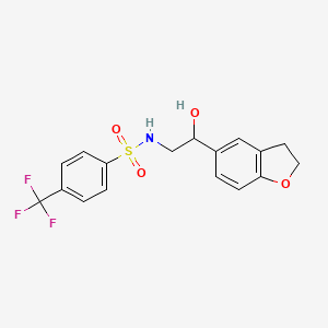 molecular formula C17H16F3NO4S B2566824 N-(2-(2,3-dihydrobenzofuran-5-yl)-2-hydroxyethyl)-4-(trifluoromethyl)benzenesulfonamide CAS No. 1421509-01-4