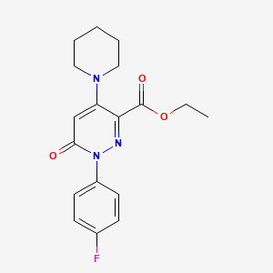 molecular formula C18H20FN3O3 B2566828 Ethyl 1-(4-fluorophenyl)-6-oxo-4-(piperidin-1-yl)-1,6-dihydropyridazine-3-carboxylate CAS No. 921990-31-0