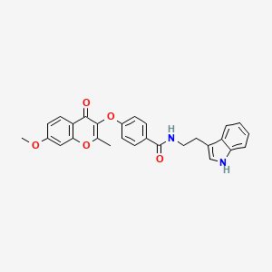molecular formula C28H24N2O5 B2566844 N-(2-(1H-indol-3-yl)ethyl)-4-((7-methoxy-2-methyl-4-oxo-4H-chromen-3-yl)oxy)benzamide CAS No. 951988-77-5