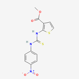 molecular formula C13H11N3O4S2 B2566856 Methyl 2-{[(4-nitroanilino)carbothioyl]amino}-3-thiophenecarboxylate CAS No. 338777-35-8