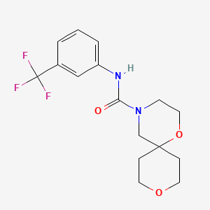 molecular formula C16H19F3N2O3 B2566866 N-[3-(Trifluoromethyl)phenyl]-1,9-dioxa-4-azaspiro[5.5]undecane-4-carboxamide CAS No. 1421441-91-9
