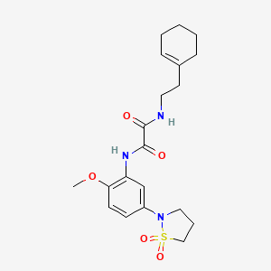 molecular formula C20H27N3O5S B2566901 N'-[2-(cyclohex-1-en-1-yl)ethyl]-N-[5-(1,1-dioxo-1lambda6,2-thiazolidin-2-yl)-2-methoxyphenyl]ethanediamide CAS No. 1105215-99-3