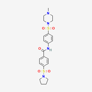 molecular formula C22H28N4O5S2 B2566931 N-{4-[(4-methylpiperazin-1-yl)sulfonyl]phenyl}-4-(pyrrolidine-1-sulfonyl)benzamide CAS No. 881942-09-2