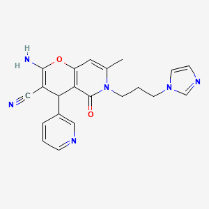 2-amino-6-[3-(1H-imidazol-1-yl)propyl]-7-methyl-5-oxo-4-(pyridin-3-yl)-5,6-dihydro-4H-pyrano[3,2-c]pyridine-3-carbonitrile
