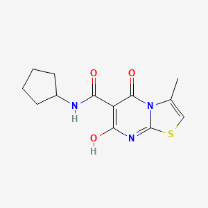molecular formula C13H15N3O3S B2566959 N-cyclopentyl-7-hydroxy-3-methyl-5-oxo-5H-[1,3]thiazolo[3,2-a]pyrimidine-6-carboxamide CAS No. 903337-96-2