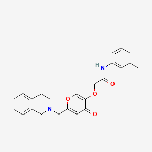 molecular formula C25H26N2O4 B2566964 N-(3,5-dimethylphenyl)-2-({4-oxo-6-[(1,2,3,4-tetrahydroisoquinolin-2-yl)methyl]-4H-pyran-3-yl}oxy)acetamide CAS No. 898456-08-1