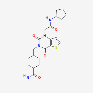 B2566978 4-((1-(2-(cyclopentylamino)-2-oxoethyl)-2,4-dioxo-1,2-dihydrothieno[3,2-d]pyrimidin-3(4H)-yl)methyl)-N-methylcyclohexanecarboxamide CAS No. 941907-13-7