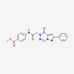 molecular formula C21H17N5O4 B2567015 methyl 4-{[(4-oxo-2-phenylpyrazolo[1,5-d][1,2,4]triazin-5(4H)-yl)acetyl]amino}benzoate CAS No. 1021020-47-2