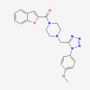 molecular formula C22H22N6O3 B2567019 benzofuran-2-yl(4-((1-(4-methoxyphenyl)-1H-tetrazol-5-yl)methyl)piperazin-1-yl)methanone CAS No. 1040679-07-9