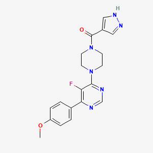 [4-[5-Fluoro-6-(4-methoxyphenyl)pyrimidin-4-yl]piperazin-1-yl]-(1H-pyrazol-4-yl)methanone