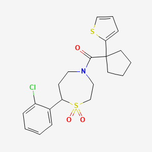 (7-(2-Chlorophenyl)-1,1-dioxido-1,4-thiazepan-4-yl)(1-(thiophen-2-yl)cyclopentyl)methanone