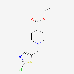 molecular formula C12H17ClN2O2S B2567096 Ethyl 1-[(2-chloro-1,3-thiazol-5-yl)methyl]-4-piperidinecarboxylate CAS No. 453557-58-9