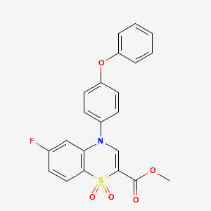 molecular formula C22H16FNO5S B2567102 methyl 6-fluoro-4-(4-phenoxyphenyl)-4H-1,4-benzothiazine-2-carboxylate 1,1-dioxide CAS No. 1291855-92-9