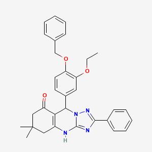 9-[4-(benzyloxy)-3-ethoxyphenyl]-6,6-dimethyl-2-phenyl-5,6,7,9-tetrahydro[1,2,4]triazolo[5,1-b]quinazolin-8(4H)-one