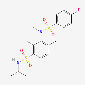 molecular formula C18H23FN2O4S2 B2567115 2,4-dimethyl-3-(N-methyl4-fluorobenzenesulfonamido)-N-(propan-2-yl)benzene-1-sulfonamide CAS No. 941951-27-5