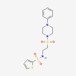 molecular formula C16H21N3O4S3 B2567150 N-(2-((4-phenylpiperazin-1-yl)sulfonyl)ethyl)thiophene-2-sulfonamide CAS No. 897622-27-4