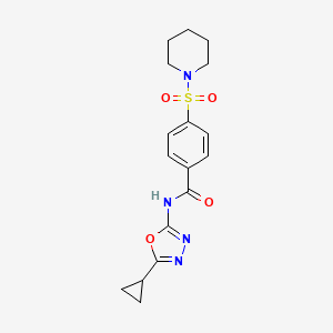 molecular formula C17H20N4O4S B2567154 N-(5-cyclopropyl-1,3,4-oxadiazol-2-yl)-4-(piperidine-1-sulfonyl)benzamide CAS No. 850935-86-3