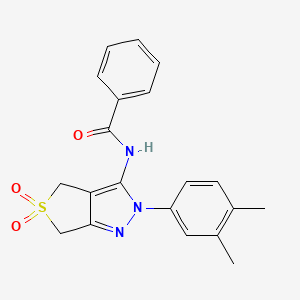 molecular formula C20H19N3O3S B2567183 N-[2-(3,4-dimethylphenyl)-5,5-dioxo-2H,4H,6H-5lambda6-thieno[3,4-c]pyrazol-3-yl]benzamide CAS No. 681267-31-2