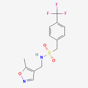 molecular formula C13H13F3N2O3S B2567195 N-[(5-methyl-1,2-oxazol-4-yl)methyl]-1-[4-(trifluoromethyl)phenyl]methanesulfonamide CAS No. 2034591-38-1