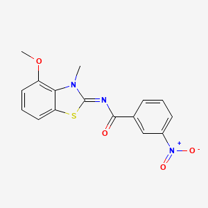 molecular formula C16H13N3O4S B2567227 N-[(2E)-4-methoxy-3-methyl-2,3-dihydro-1,3-benzothiazol-2-ylidene]-3-nitrobenzamide CAS No. 441291-19-6