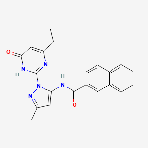 molecular formula C21H19N5O2 B2567263 N-(1-(4-ethyl-6-oxo-1,6-dihydropyrimidin-2-yl)-3-methyl-1H-pyrazol-5-yl)-2-naphthamide CAS No. 1004252-63-4