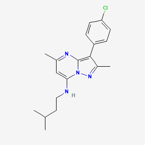 B2567269 3-(4-chlorophenyl)-2,5-dimethyl-N-(3-methylbutyl)pyrazolo[1,5-a]pyrimidin-7-amine CAS No. 877794-15-5