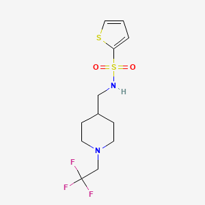 molecular formula C12H17F3N2O2S2 B2567272 N-{[1-(2,2,2-trifluoroethyl)piperidin-4-yl]methyl}thiophene-2-sulfonamide CAS No. 2309259-02-5
