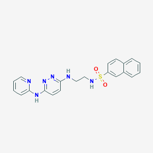 molecular formula C21H20N6O2S B2567278 N-(2-((6-(pyridin-2-ylamino)pyridazin-3-yl)amino)ethyl)naphthalene-2-sulfonamide CAS No. 1021073-07-3