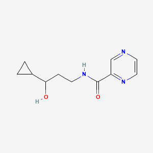 molecular formula C11H15N3O2 B2567279 N-(3-cyclopropyl-3-hydroxypropyl)pyrazine-2-carboxamide CAS No. 1396791-36-8
