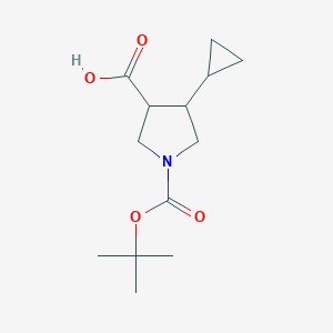 molecular formula C13H21NO4 B2567288 1-[(Tert-butoxy)carbonyl]-4-cyclopropylpyrrolidine-3-carboxylic acid CAS No. 913744-64-6