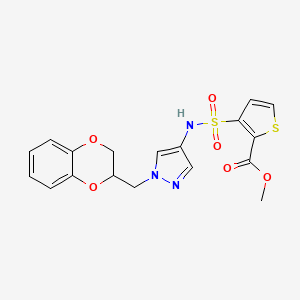 molecular formula C18H17N3O6S2 B2567298 methyl 3-({1-[(2,3-dihydro-1,4-benzodioxin-2-yl)methyl]-1H-pyrazol-4-yl}sulfamoyl)thiophene-2-carboxylate CAS No. 1788846-70-7