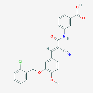 B2567305 3-[[(E)-3-[3-[(2-chlorophenyl)methoxy]-4-methoxyphenyl]-2-cyanoprop-2-enoyl]amino]benzoic acid CAS No. 380475-80-9