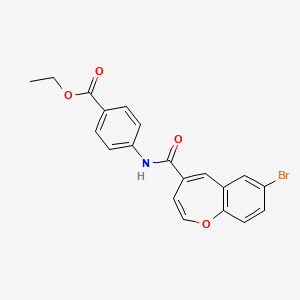 molecular formula C20H16BrNO4 B2567369 ETHYL 4-(7-BROMO-1-BENZOXEPINE-4-AMIDO)BENZOATE CAS No. 950334-72-2