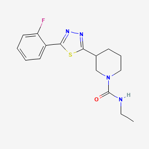 molecular formula C16H19FN4OS B2567373 N-ethyl-3-[5-(2-fluorophenyl)-1,3,4-thiadiazol-2-yl]piperidine-1-carboxamide CAS No. 1170867-35-2