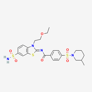 molecular formula C24H30N4O6S3 B2567396 N-[3-(2-ethoxyethyl)-6-sulfamoyl-1,3-benzothiazol-2-ylidene]-4-(3-methylpiperidin-1-yl)sulfonylbenzamide CAS No. 865174-02-3