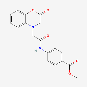 molecular formula C18H16N2O5 B2567405 methyl 4-[2-(2-oxo-3,4-dihydro-2H-1,4-benzoxazin-4-yl)acetamido]benzoate CAS No. 868144-89-2