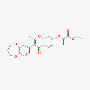 molecular formula C24H24O7 B2567415 ethyl 2-((3-(3,4-dihydro-2H-benzo[b][1,4]dioxepin-7-yl)-2-methyl-4-oxo-4H-chromen-7-yl)oxy)propanoate CAS No. 300814-17-9