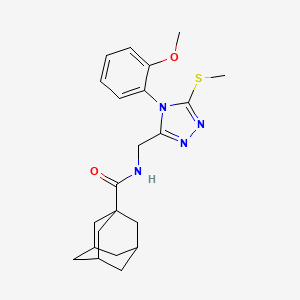 molecular formula C22H28N4O2S B2567494 N-{[4-(2-methoxyphenyl)-5-(methylsulfanyl)-4H-1,2,4-triazol-3-yl]methyl}adamantane-1-carboxamide CAS No. 476440-06-9