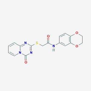molecular formula C17H14N4O4S B2567499 N-(2,3-dihydro-1,4-benzodioxin-6-yl)-2-({4-oxo-4H-pyrido[1,2-a][1,3,5]triazin-2-yl}sulfanyl)acetamide CAS No. 896327-38-1
