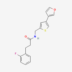 3-(2-Fluorophenyl)-N-[[4-(furan-3-yl)thiophen-2-yl]methyl]propanamide