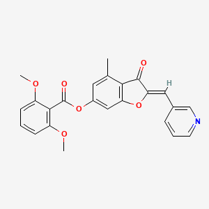 B2567538 (2Z)-4-methyl-3-oxo-2-(pyridin-3-ylmethylidene)-2,3-dihydro-1-benzofuran-6-yl 2,6-dimethoxybenzoate CAS No. 903869-52-3
