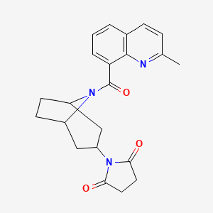 molecular formula C22H23N3O3 B2567541 1-[8-(2-methylquinoline-8-carbonyl)-8-azabicyclo[3.2.1]octan-3-yl]pyrrolidine-2,5-dione CAS No. 2058513-75-8