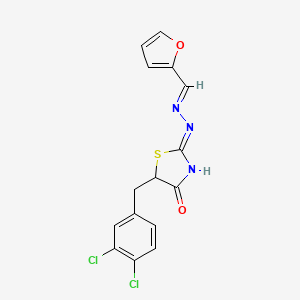 molecular formula C15H11Cl2N3O2S B2567565 (Z)-5-(3,4-dichlorobenzyl)-2-((E)-(furan-2-ylmethylene)hydrazono)thiazolidin-4-one CAS No. 327062-23-7