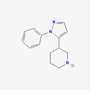 molecular formula C14H17N3 B2567577 3-(1-phenyl-1H-pyrazol-5-yl)piperidine CAS No. 1311314-81-4