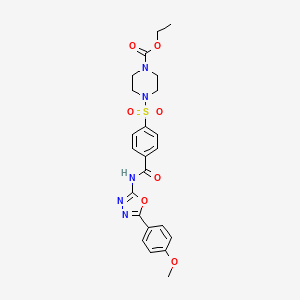 molecular formula C23H25N5O7S B2567601 ethyl 4-(4-{[5-(4-methoxyphenyl)-1,3,4-oxadiazol-2-yl]carbamoyl}benzenesulfonyl)piperazine-1-carboxylate CAS No. 442881-25-6