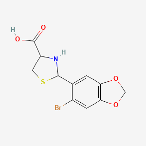 molecular formula C11H10BrNO4S B2567624 2-(6-Bromo-1,3-benzodioxol-5-yl)-1,3-thiazolidine-4-carboxylic acid CAS No. 342406-10-4
