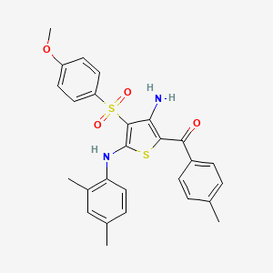 molecular formula C27H26N2O4S2 B2567629 N2-(2,4-dimethylphenyl)-3-(4-methoxybenzenesulfonyl)-5-(4-methylbenzoyl)thiophene-2,4-diamine CAS No. 1115373-47-1